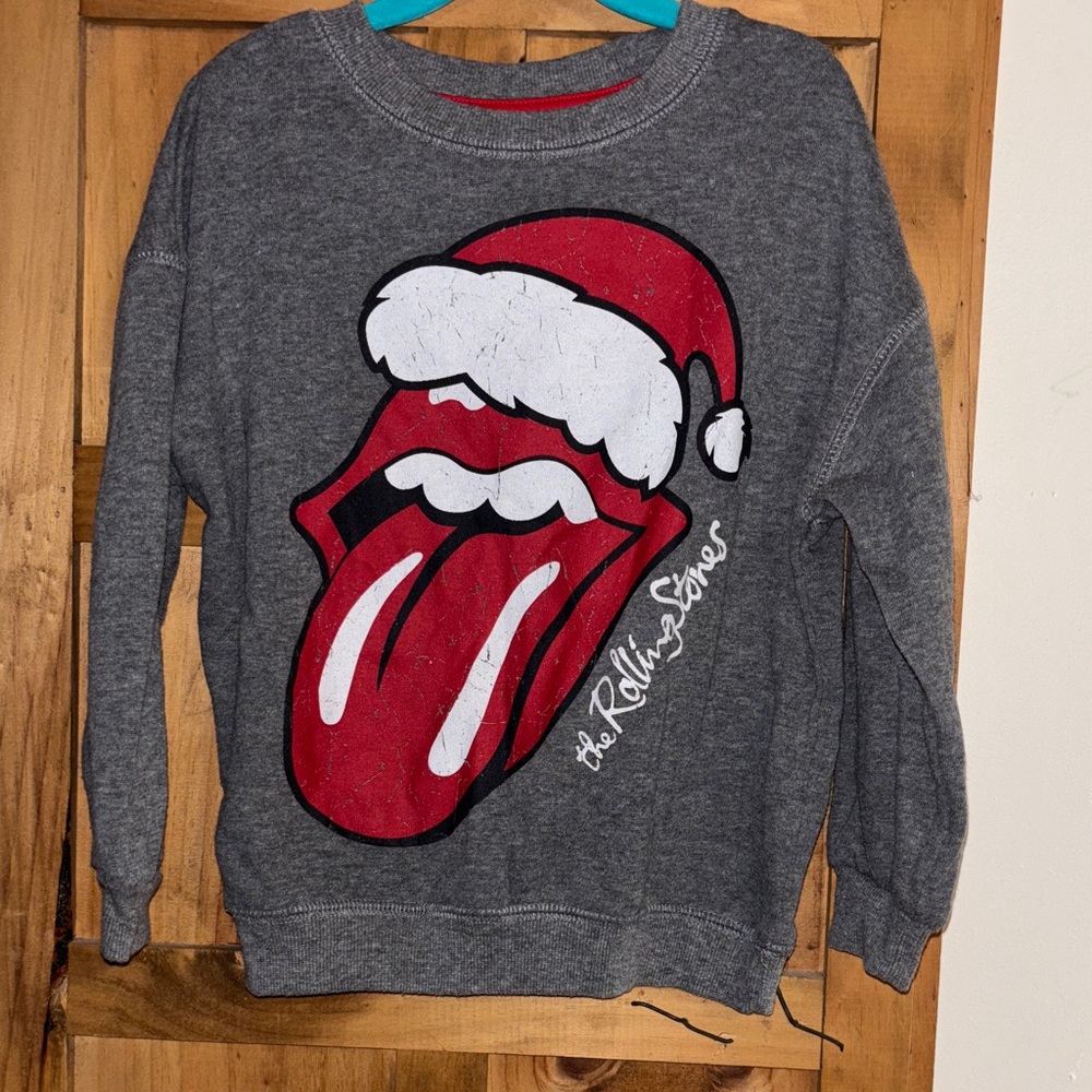 The Rolling Stones Charcoal Sweater with Red and White Graphic